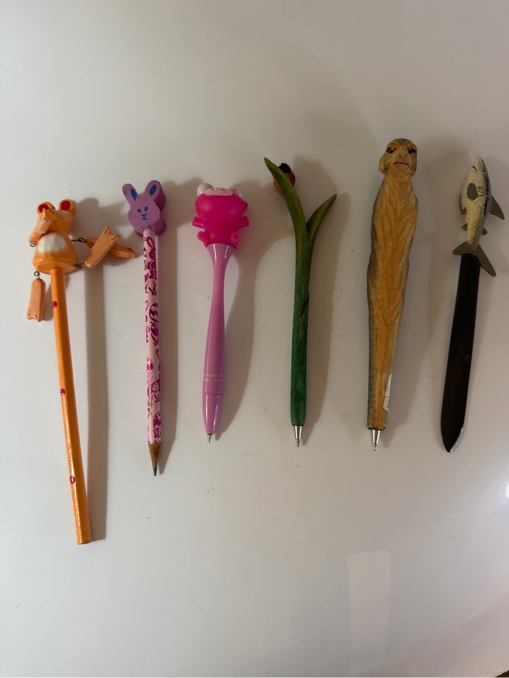 6 Assorted Vintage Novelty Character Pens, Pencils and a letter opener